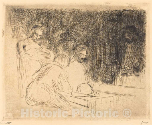 Art Print : Louis Forain, The Supper at Emmaus (Third Plate), 1910 - Vintage Wall Art