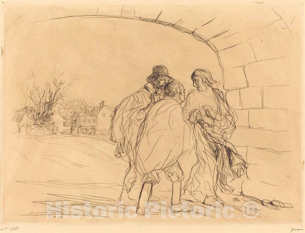 Art Print : Louis Forain, The Meeting Under The Arch (First Plate), 1910 - Vintage Wall Art