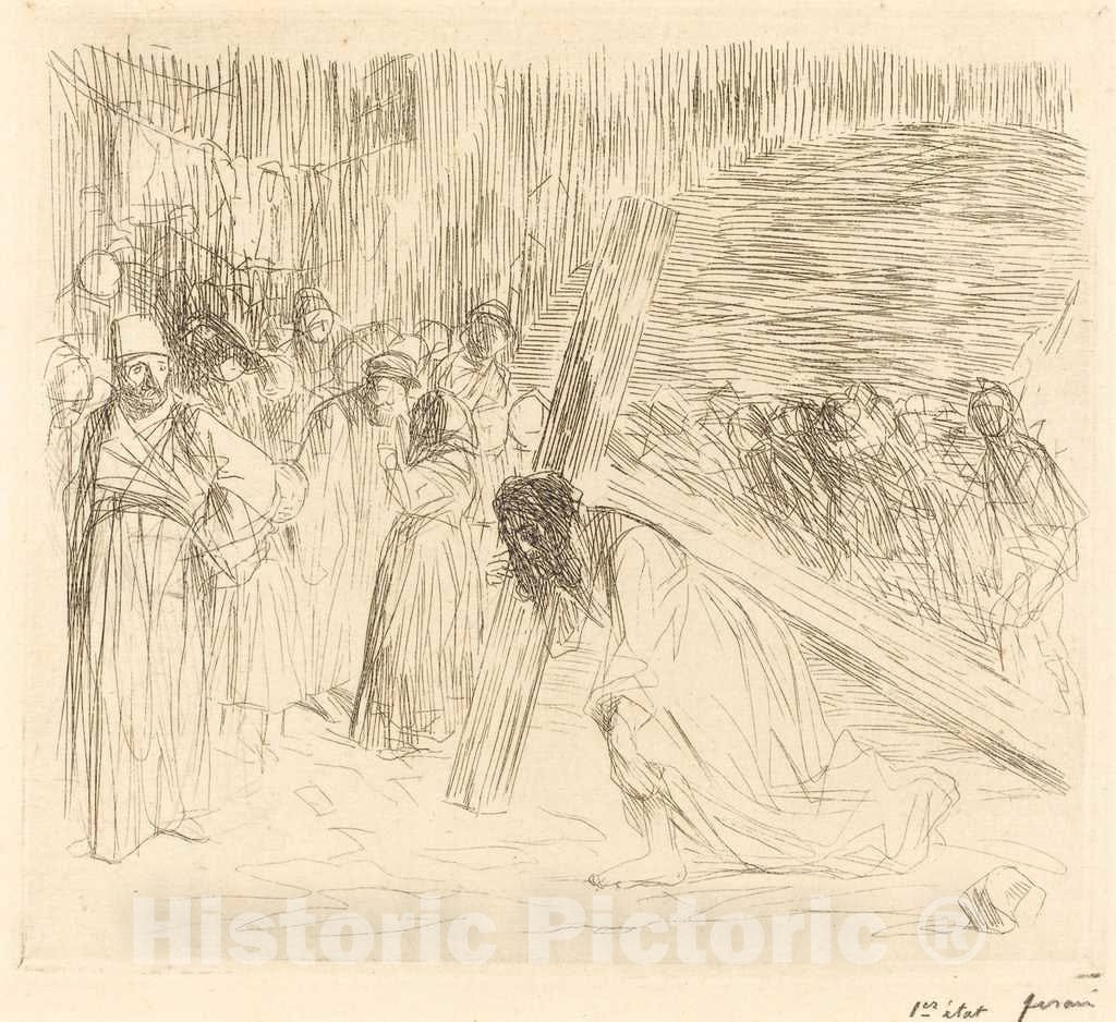 Art Print : Louis Forain, Christ Carrying The Cross (Fifth Plate), c. 1910 - Vintage Wall Art