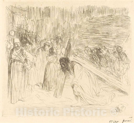 Art Print : Louis Forain, Christ Carrying The Cross (Fifth Plate), c. 1910 - Vintage Wall Art