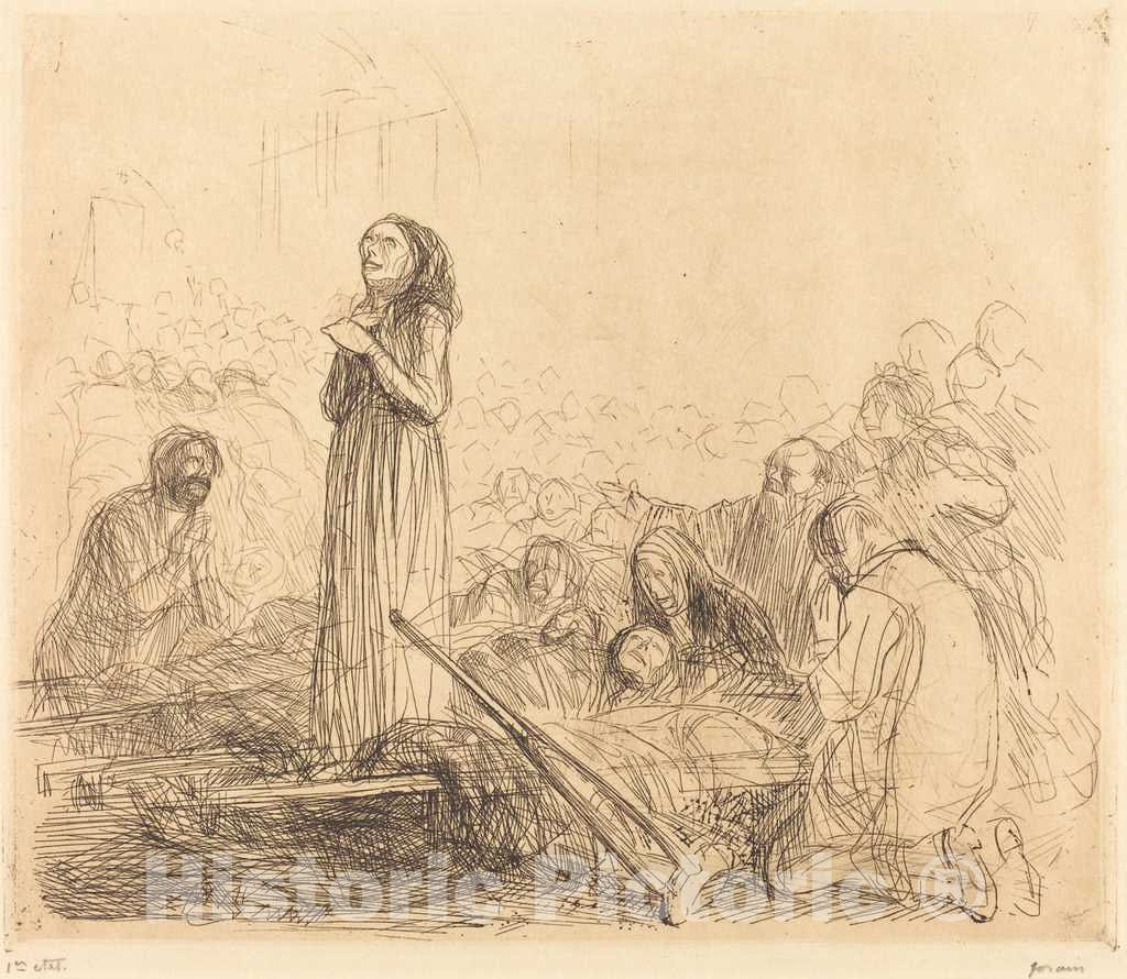 Art Print : Louis Forain, Lourdes, The Miracle (First Plate), c.1913 - Vintage Wall Art