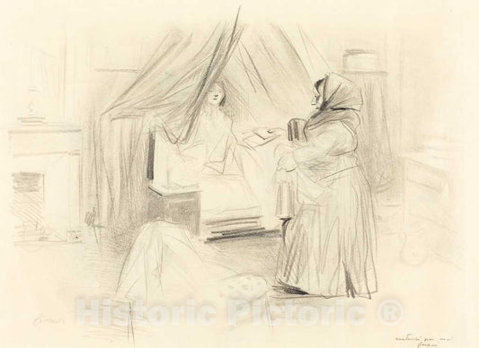 Art Print : Louis Forain, Breakfast (Horizontal Plate), 1895 - Vintage Wall Art