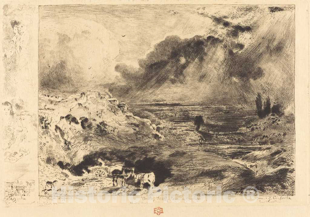 Art Print : FÃ©lix-Hilaire Buhot, L'Orage (The Storm), 1879 - Vintage Wall Art