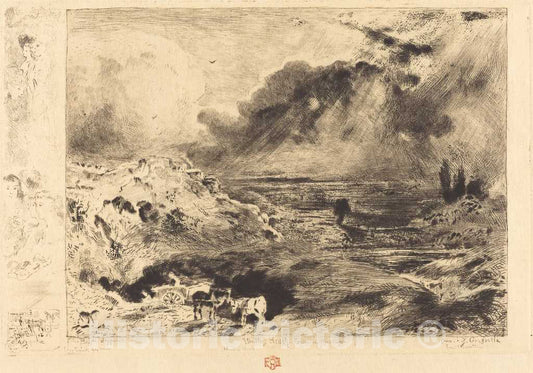 Art Print : FÃ©lix-Hilaire Buhot, L'Orage (The Storm), 1879 - Vintage Wall Art