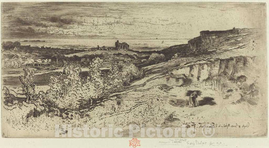 Art Print : FÃ©lix-Hilaire Buhot, La Chapelle Saint-Michel Ã  l'Estre (The Chapel Saint-Michel at l'Estre), 1881 - Vintage Wall Art