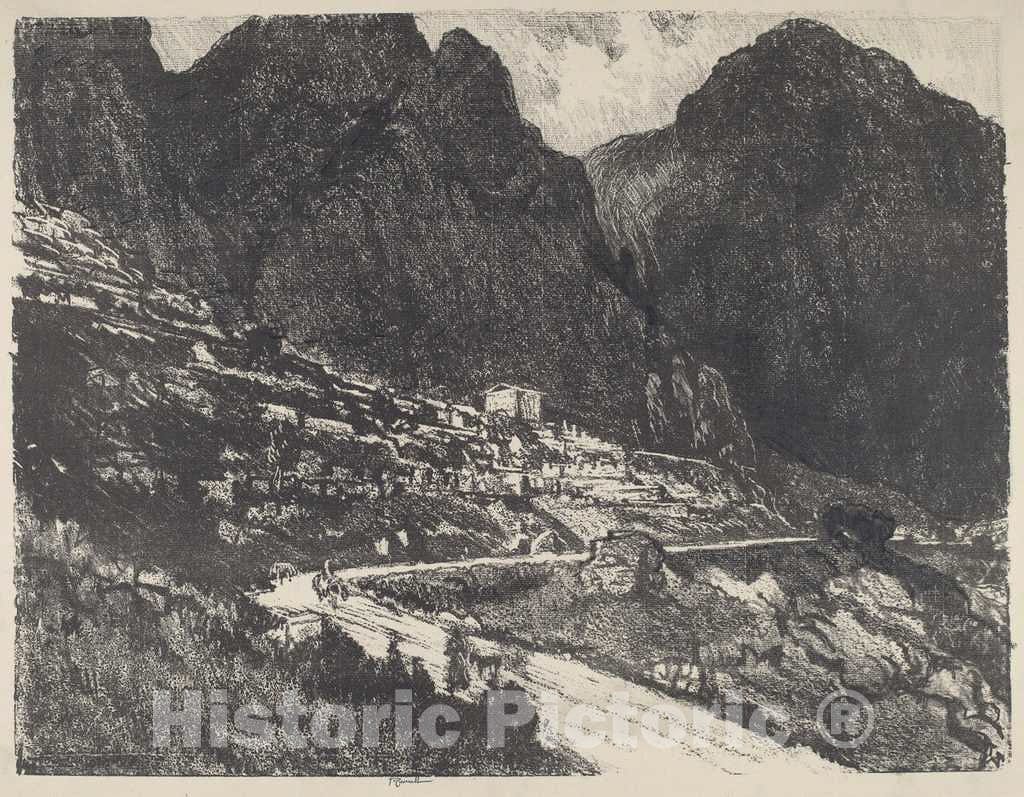 Art Print : Joseph Pennell, The Shining Rocks, Delphi, 1913 - Vintage Wall Art