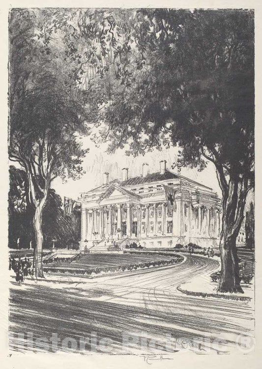 Art Print : Joseph Pennell, National Red Cross Headquarters, Washington, 1919 - Vintage Wall Art