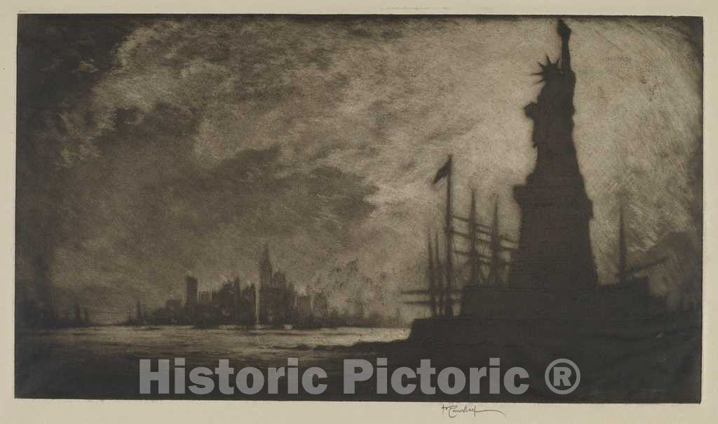 Art Print : Joseph Pennell, Hail America, 1908 - Vintage Wall Art