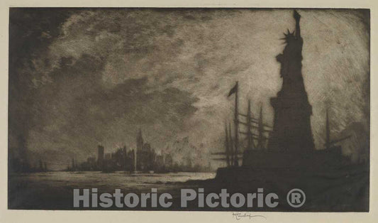 Art Print : Joseph Pennell, Hail America, 1908 - Vintage Wall Art
