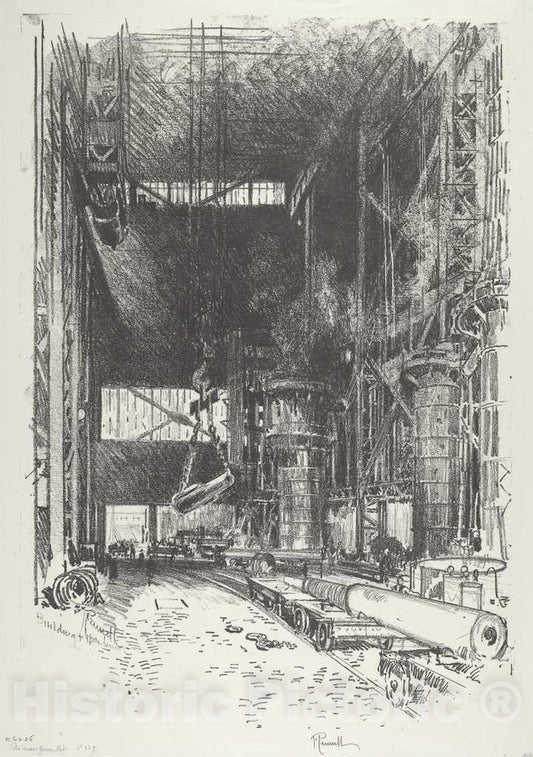 Art Print : Joseph Pennell, The New Gun-Pit, 1916 - Vintage Wall Art