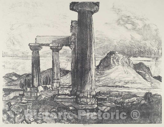 Art Print : Joseph Pennell, Acro, Corinth from Corinth, 1913 - Vintage Wall Art
