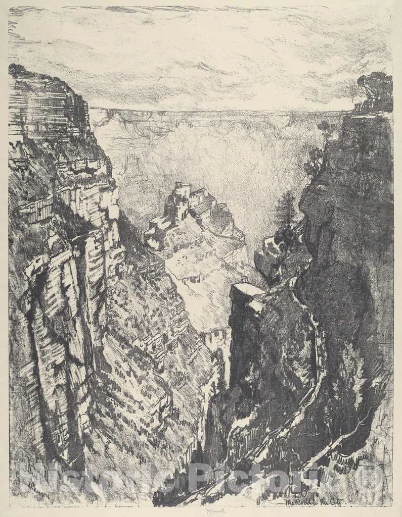 Art Print : Joseph Pennell, The Bright Angel Trail, 1912 - Vintage Wall Art