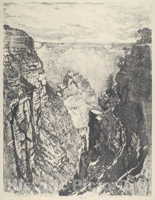 Art Print : Joseph Pennell, The Bright Angel Trail, 1912 - Vintage Wall Art