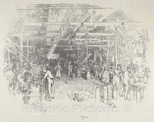 Art Print : Joseph Pennell, The Shell Factory, 1916 - Vintage Wall Art
