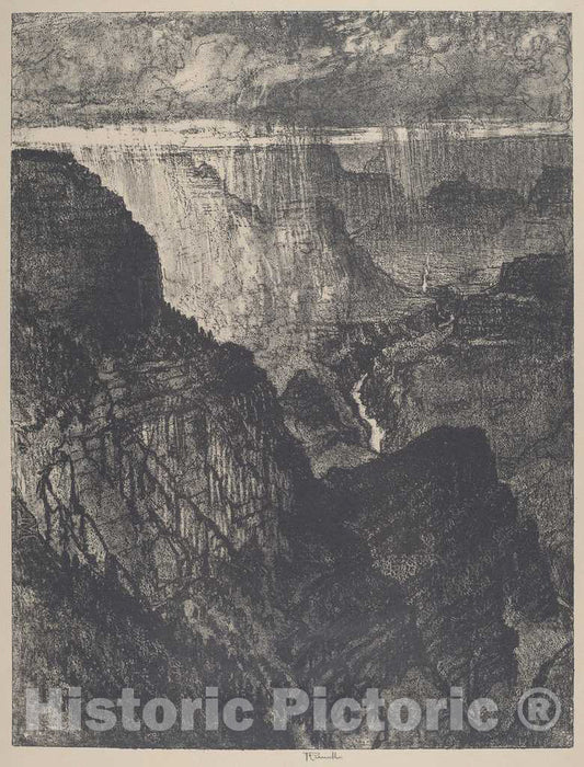 Art Print : Joseph Pennell, Storm in The Grand Canyon, 1912 - Vintage Wall Art