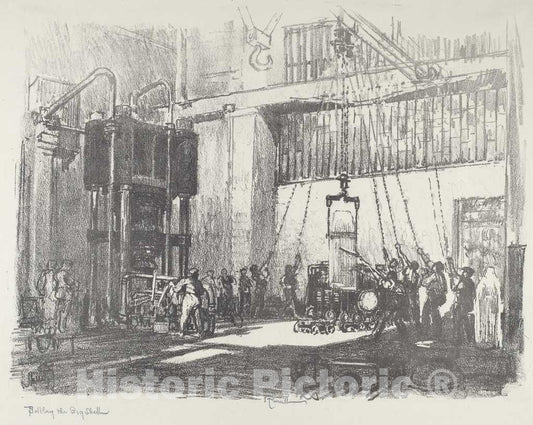 Art Print : Joseph Pennell, Bottling The Big Shell, 1916 - Vintage Wall Art