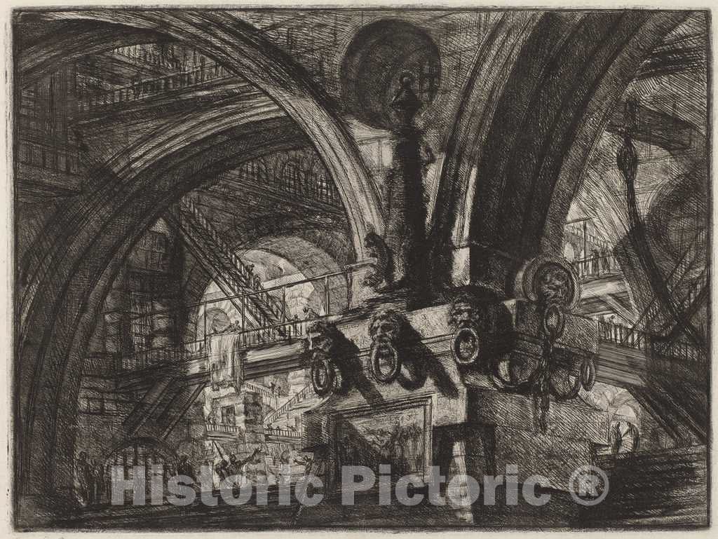 Art Print : Giovanni Battista Piranesi, The Pier with a Lamp, 1780s - Vintage Wall Art