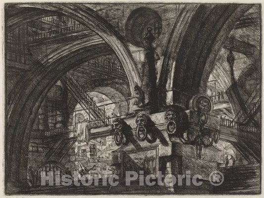 Art Print : Giovanni Battista Piranesi, The Pier with a Lamp, 1780s - Vintage Wall Art