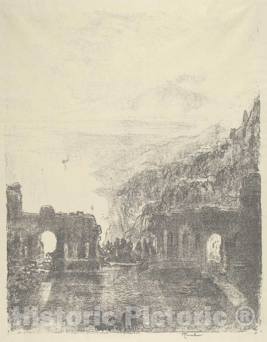 Art Print : Joseph Pennell, Aetna Over Taormina, 1913 - Vintage Wall Art