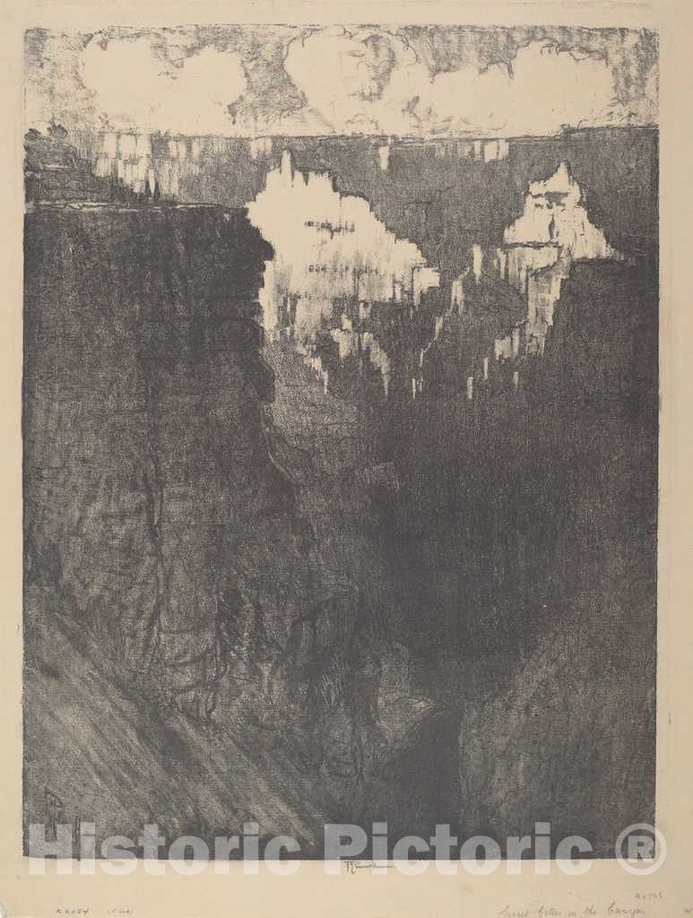 Art Print : Joseph Pennell, Sunset Cities in The Canyon, 1912 - Vintage Wall Art