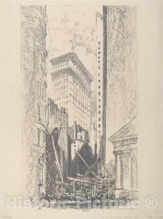 Art Print : Joseph Pennell, Rebuilding Broad Street, 1910 - Vintage Wall Art