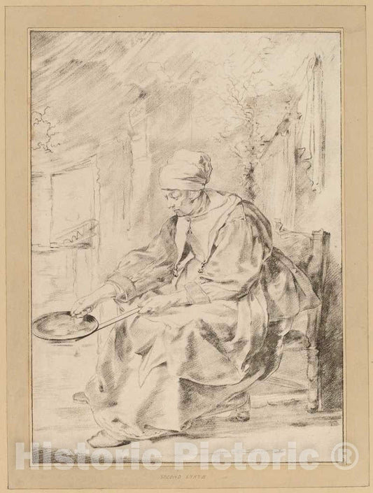 Art Print : Amstel and Kornlein After Metsu, Pancake Woman, 1768 - Vintage Wall Art