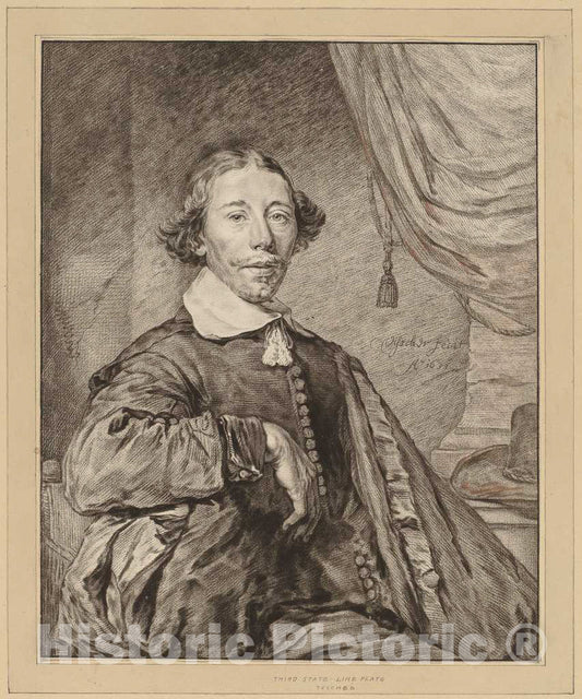 Art Print : Amstel and Kornlein After Visscher, Portrait of a Seated Man, 1771 - Vintage Wall Art