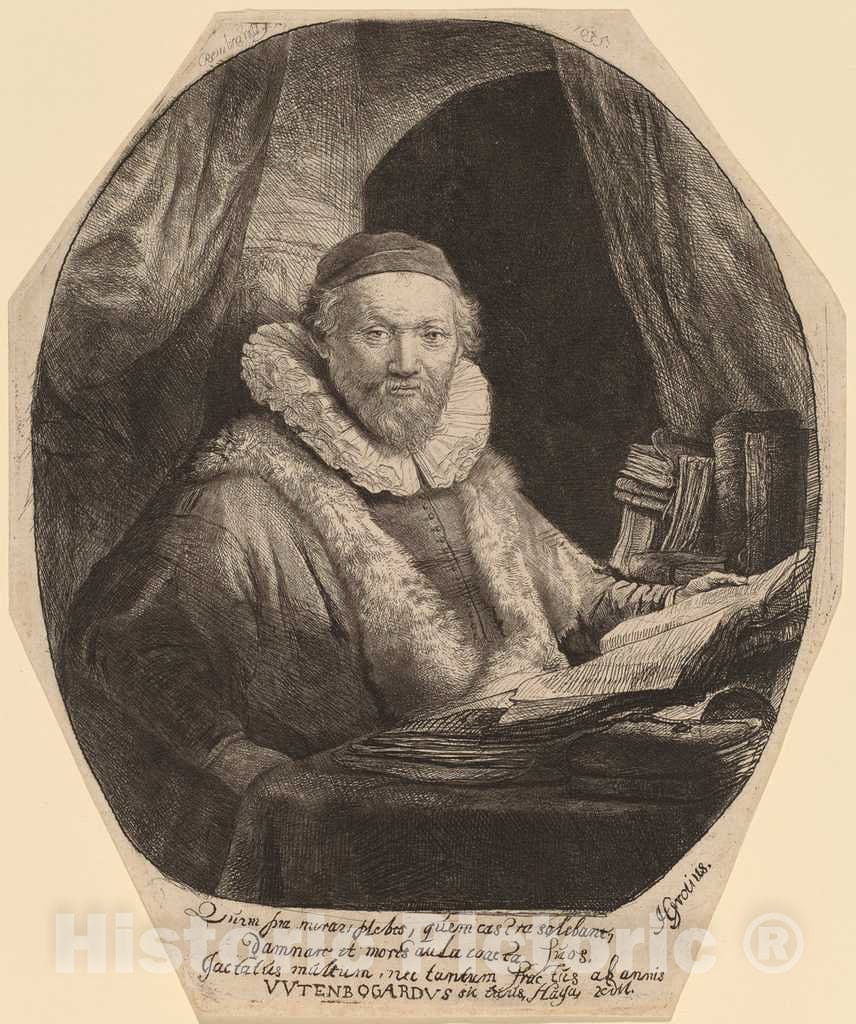 Art Print : Rembrandt, Jan Uytenbogaert, 1635 - Vintage Wall Art