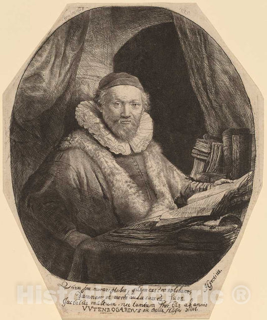 Art Print : Rembrandt, Jan Uytenbogaert, 1635 - Vintage Wall Art