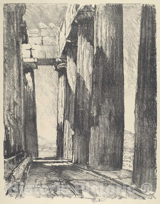 Art Print : Joseph Pennell, The Portico of The Parthenon, 1913 - Vintage Wall Art