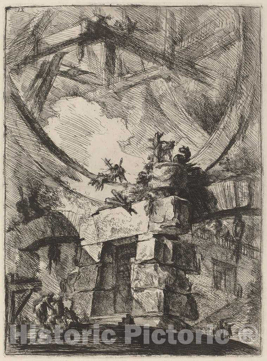 Art Print : Giovanni Battista Piranesi, The Giant Wheel, 1780s - Vintage Wall Art