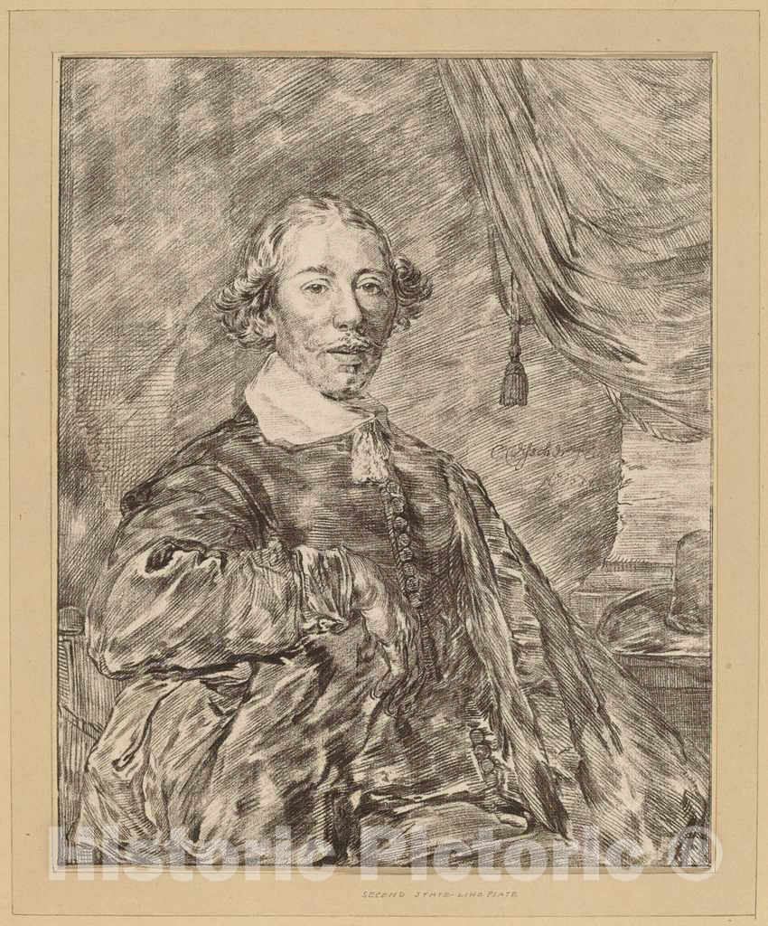 Art Print : Amstel and Kornlein After Visscher, Portrait of a Seated Man, 1771 - Vintage Wall Art