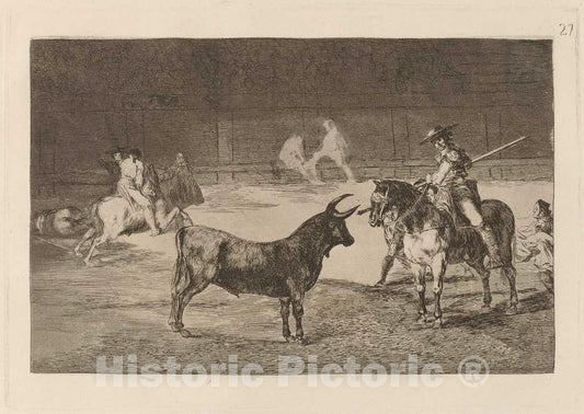 Art Print : Francisco de Goya, The Celebrated Picador, Fernando del Toro, Draws The Fierce Beast on with His Pique, in or Before 1816 - Vintage Wall Art