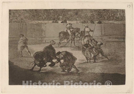 Art Print : Francisco de Goya, Pepe Illo haciendo el recorte al Toro (Pepe Illo Making The Pass of The Recorte), in or Before 1816 - Vintage Wall Art