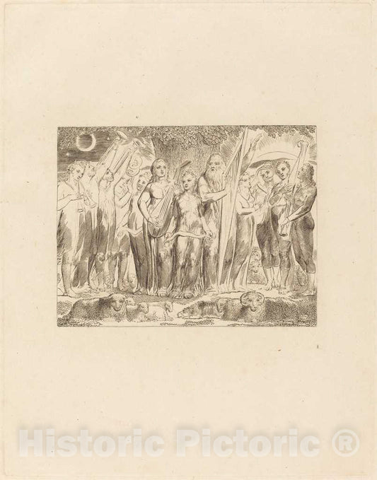Art Print : William Blake, Job and His Family Restored to Prosperity, 1825 - Vintage Wall Art