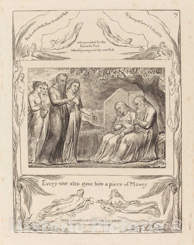 Art Print : William Blake, Job Accepting Charity, 1825 - Vintage Wall Art