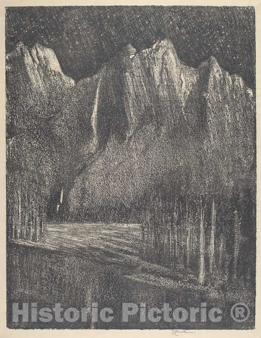 Art Print : Joseph Pennell, Night in The Yosemite, 1912 - Vintage Wall Art