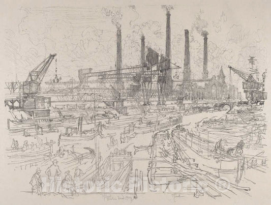 Art Print : Joseph Pennell, Power-House, Berlin, 1914 - Vintage Wall Art