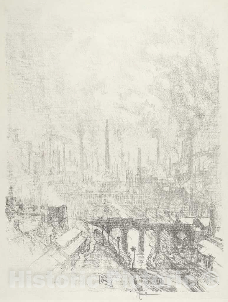 Art Print : Joseph Pennell, Munitions City, No.I, 1916 - Vintage Wall Art