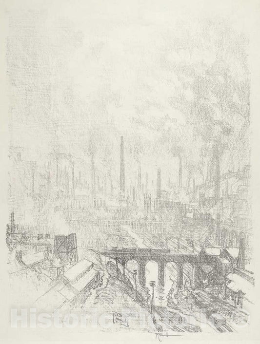 Art Print : Joseph Pennell, Munitions City, No.I, 1916 - Vintage Wall Art