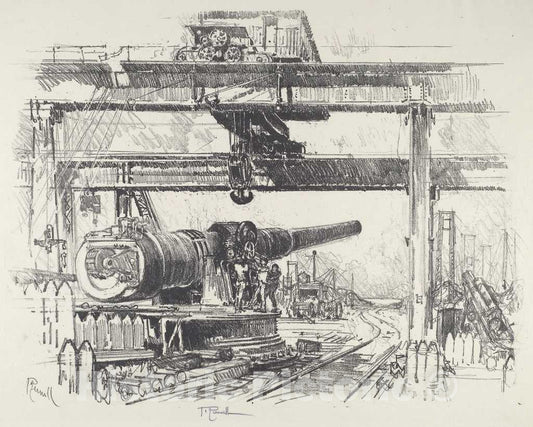 Art Print : Joseph Pennell, Gun-Testing, 1916 - Vintage Wall Art