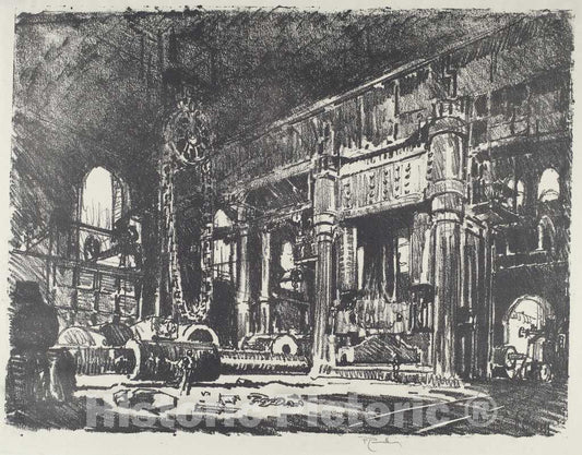 Art Print : Joseph Pennell, The Gun Forge, 1916 - Vintage Wall Art