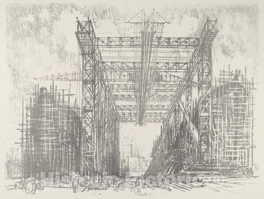 Art Print : Joseph Pennell, The Gantry, 1916 - Vintage Wall Art