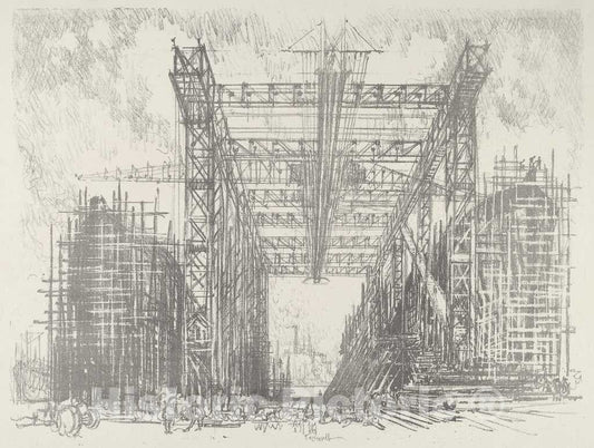 Art Print : Joseph Pennell, The Gantry, 1916 - Vintage Wall Art