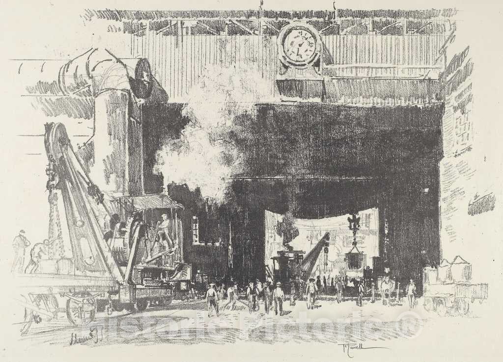 Art Print : Joseph Pennell, The Big Gate of The Big Shop, 1916 - Vintage Wall Art