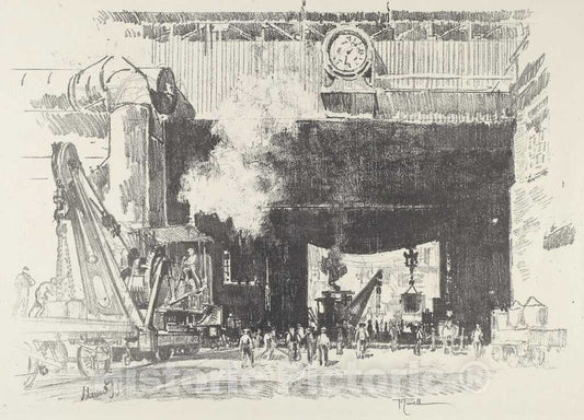 Art Print : Joseph Pennell, The Big Gate of The Big Shop, 1916 - Vintage Wall Art