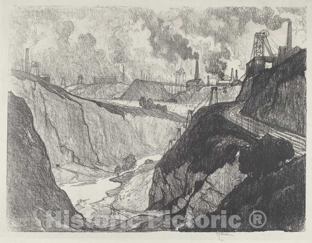 Art Print : Joseph Pennell, The Iron Mine, 1916 - Vintage Wall Art