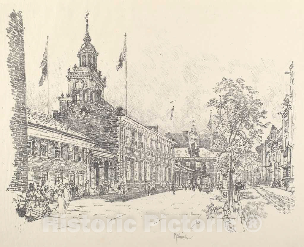 Art Print : Joseph Pennell, State Buildings, 1912 - Vintage Wall Art