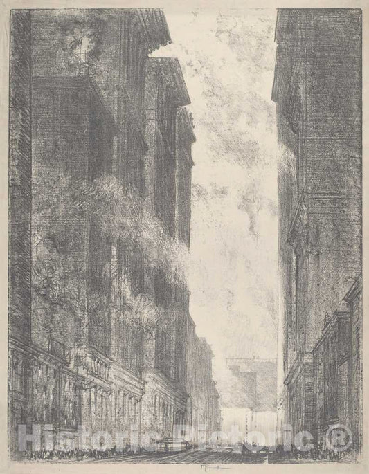 Art Print : Joseph Pennell, Fourth Avenue, 1910 - Vintage Wall Art