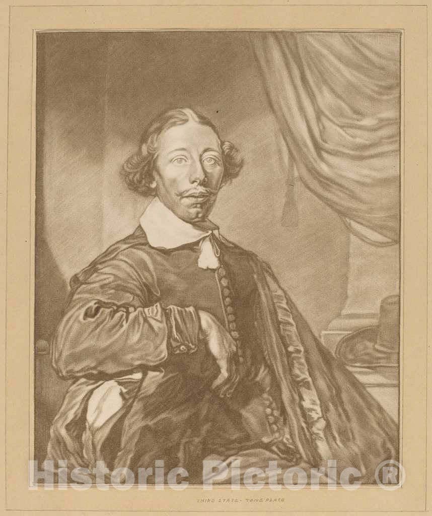 Art Print : Amstel and Kornlein After Visscher, Portrait of a Seated Man, 1771 - Vintage Wall Art